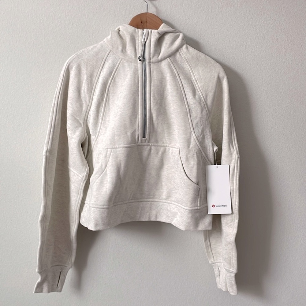 NWT Lululemon Scuba Oversized Hoodie Half Zip Heathered Bone Size XS/S